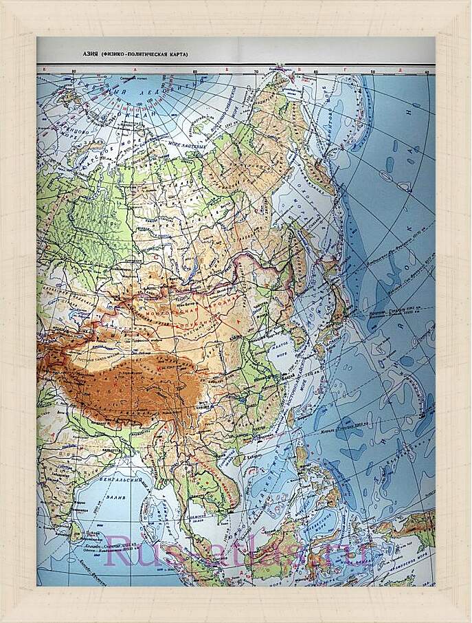 Картина в раме - Карта Азии