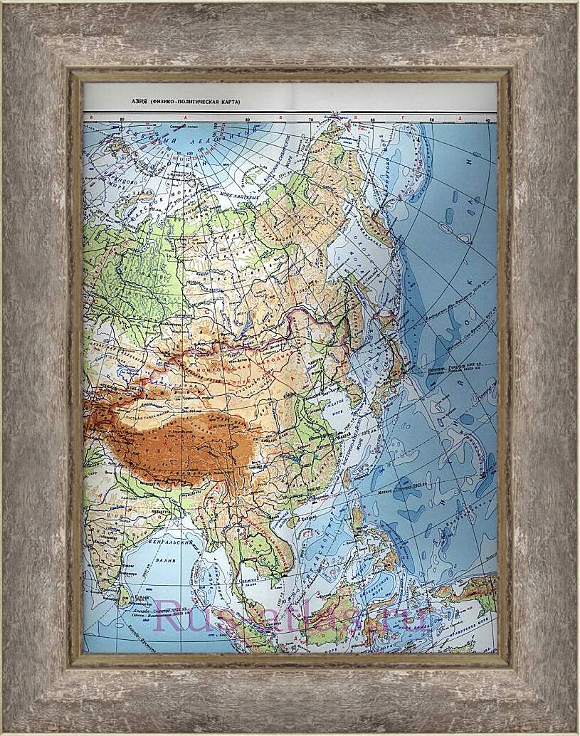 Картина в раме - Карта Азии