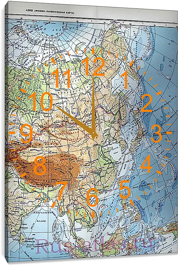 Часы картина - Карта Азии