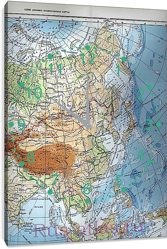 Часы картина - Карта Азии