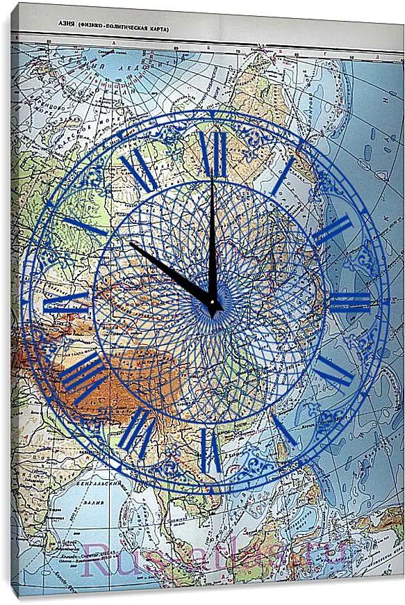 Часы картина - Карта Азии