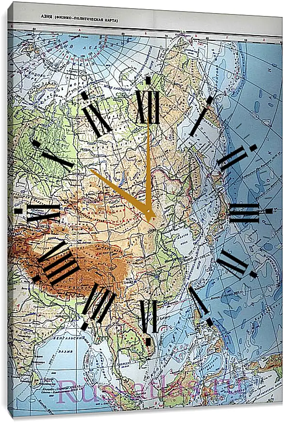 Часы картина - Карта Азии