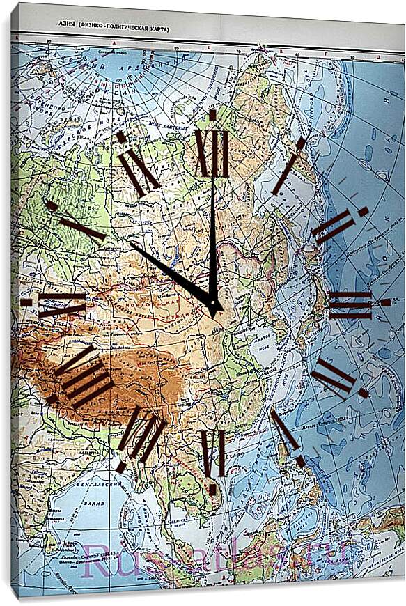 Часы картина - Карта Азии