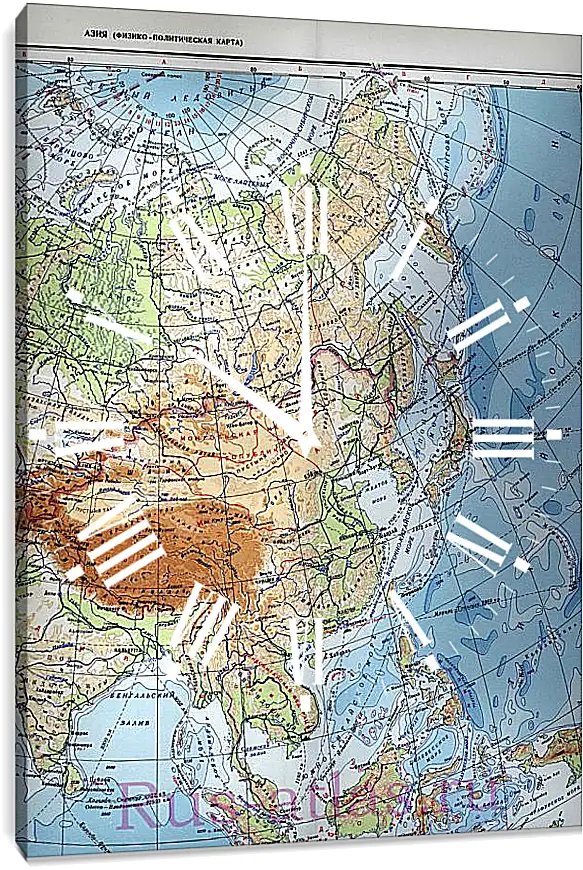 Часы картина - Карта Азии