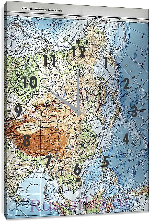 Часы картина - Карта Азии