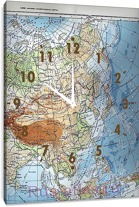 Часы картина - Карта Азии