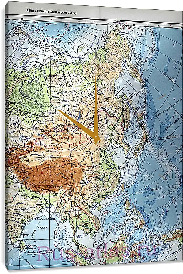 Часы картина - Карта Азии