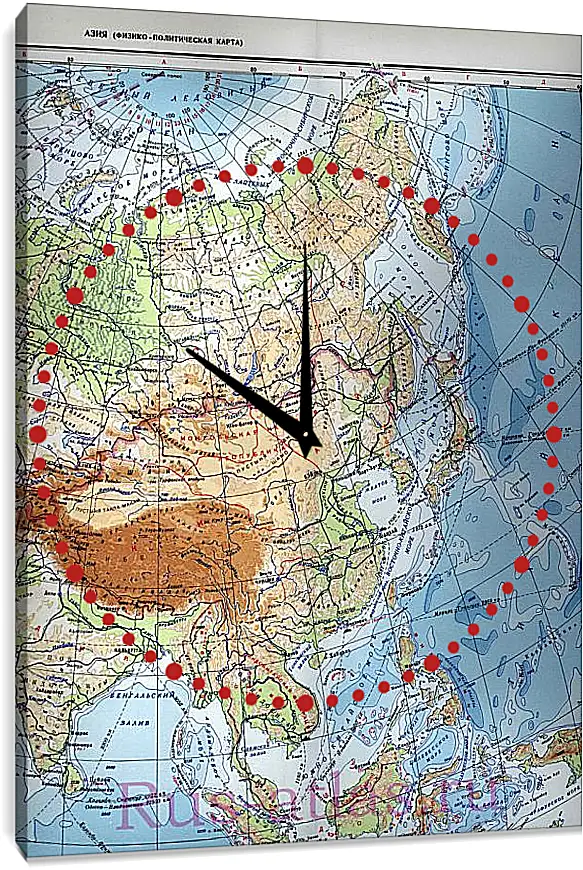 Часы картина - Карта Азии