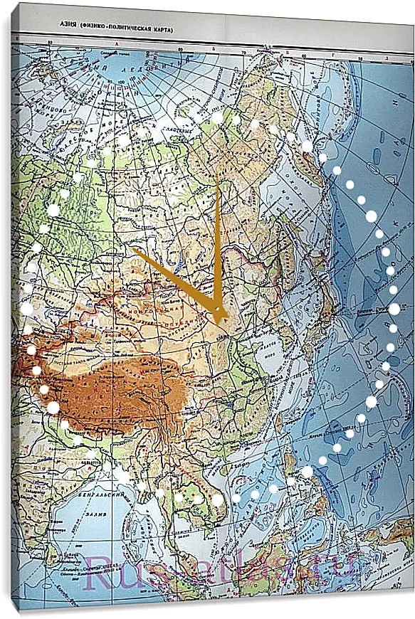 Часы картина - Карта Азии