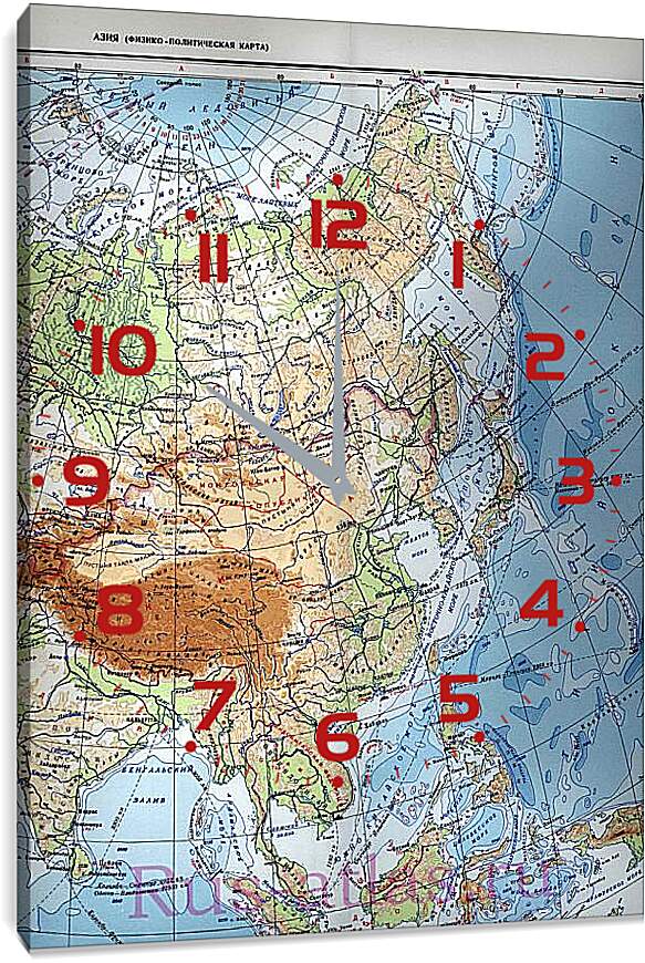 Часы картина - Карта Азии