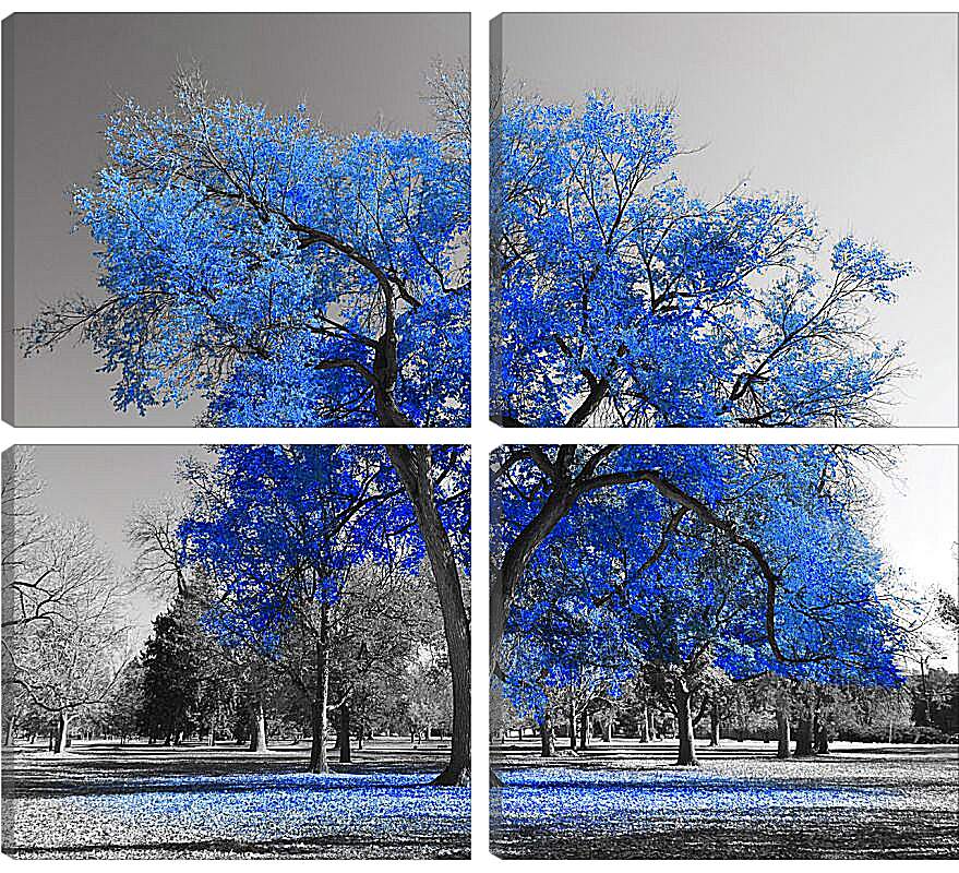 Модульная картина - Синяя листва