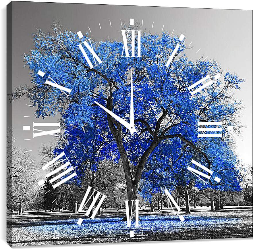 Часы картина - Синяя листва