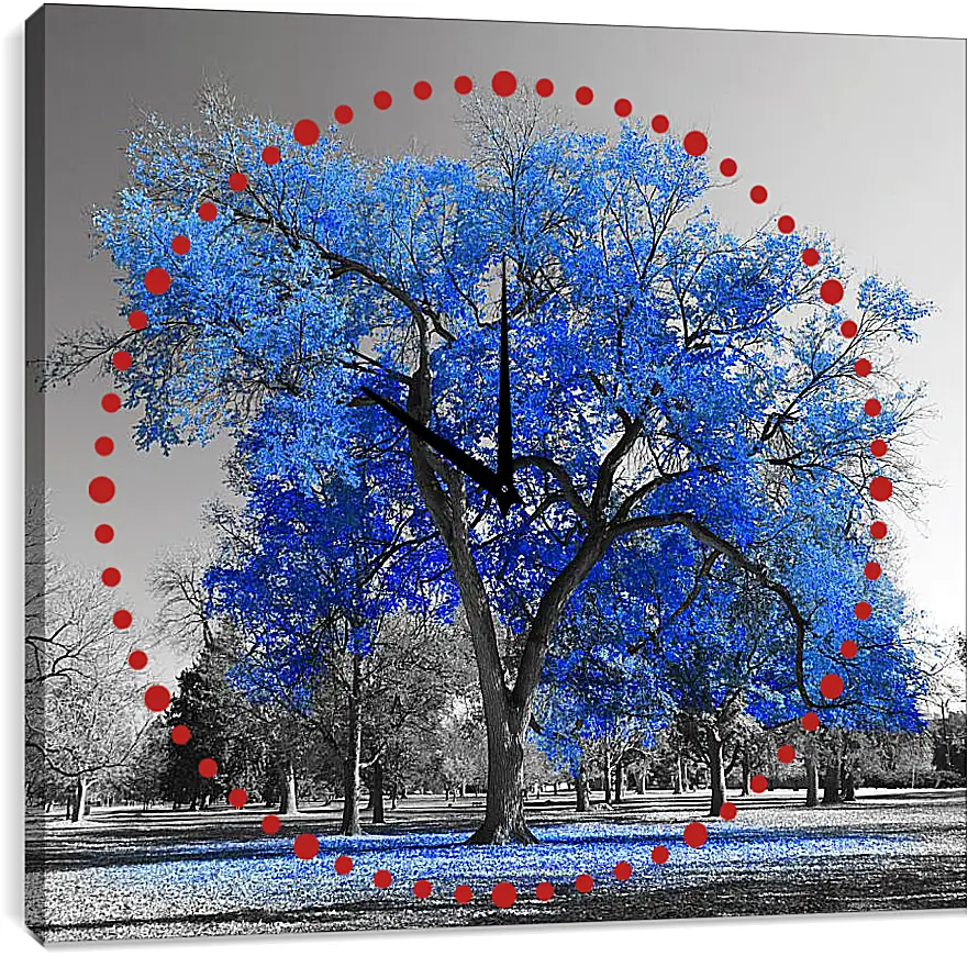 Часы картина - Синяя листва