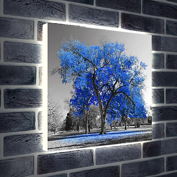 Лайтбокс световая панель - Синяя листва
