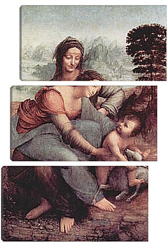 Модульная картина - Святая Анна с Марией и младенцем. Леонардо да Винчи