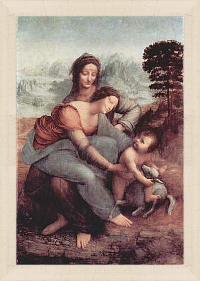 Картина в раме - Святая Анна с Марией и младенцем. Леонардо да Винчи