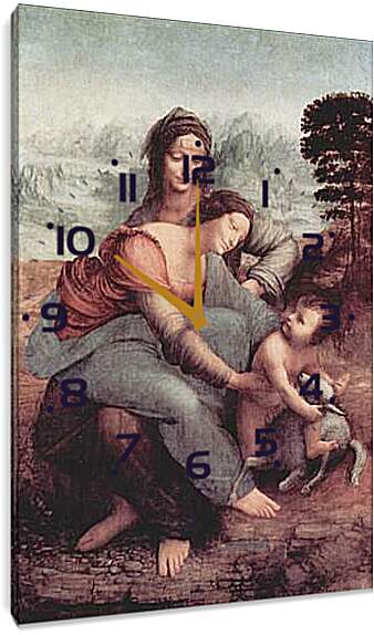 Часы картина - Святая Анна с Марией и младенцем. Леонардо да Винчи
