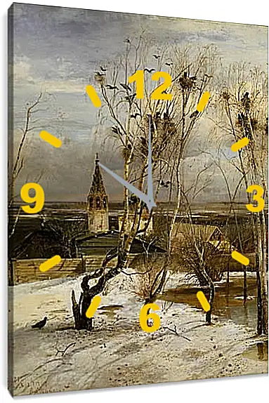 Часы картина - Грачи прилетели. Саврасов Алексей