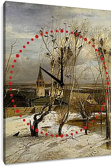 Часы картина - Грачи прилетели. Саврасов Алексей