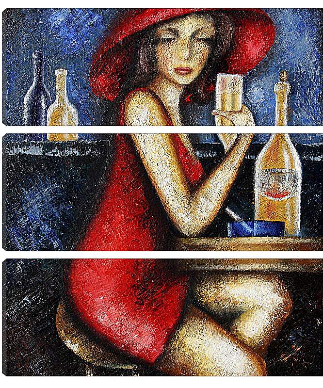 Модульная картина - Девушка в кафе
