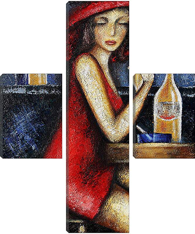 Модульная картина - Девушка в кафе