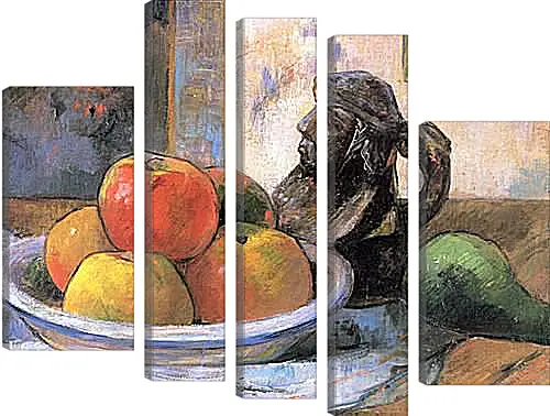 Модульная картина - Still Life with Apples, a Pear, and a Ceramic Portrait Jug. Поль Гоген