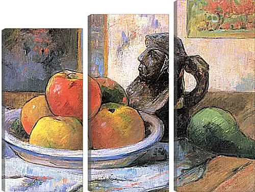 Модульная картина - Still Life with Apples, a Pear, and a Ceramic Portrait Jug. Поль Гоген