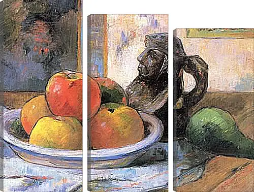 Модульная картина - Still Life with Apples, a Pear, and a Ceramic Portrait Jug. Поль Гоген