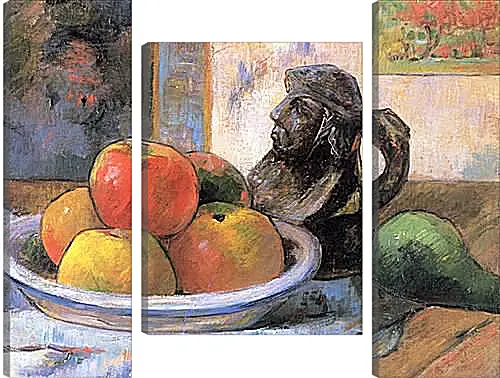 Модульная картина - Still Life with Apples, a Pear, and a Ceramic Portrait Jug. Поль Гоген