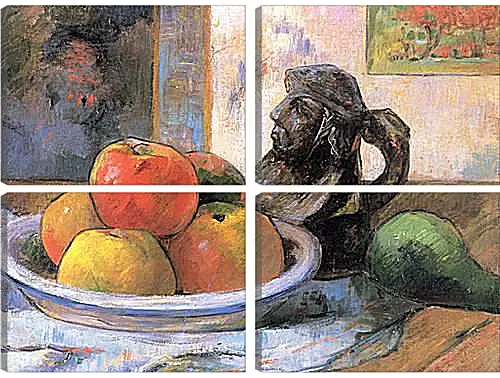 Модульная картина - Still Life with Apples, a Pear, and a Ceramic Portrait Jug. Поль Гоген