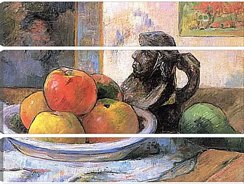 Модульная картина - Still Life with Apples, a Pear, and a Ceramic Portrait Jug. Поль Гоген