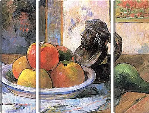 Модульная картина - Still Life with Apples, a Pear, and a Ceramic Portrait Jug. Поль Гоген