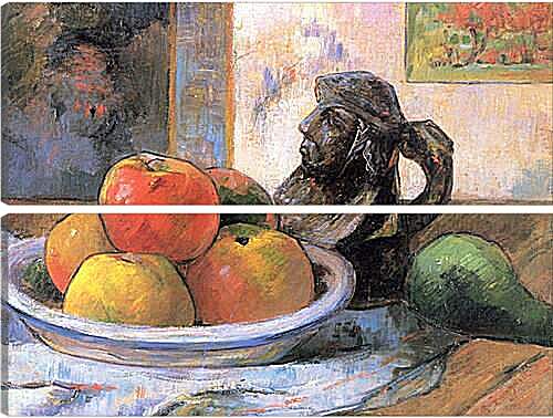Модульная картина - Still Life with Apples, a Pear, and a Ceramic Portrait Jug. Поль Гоген
