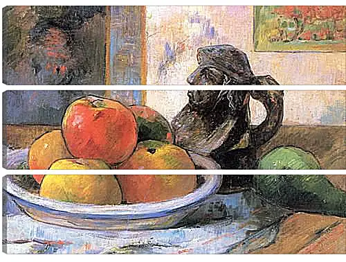 Модульная картина - Still Life with Apples, a Pear, and a Ceramic Portrait Jug. Поль Гоген