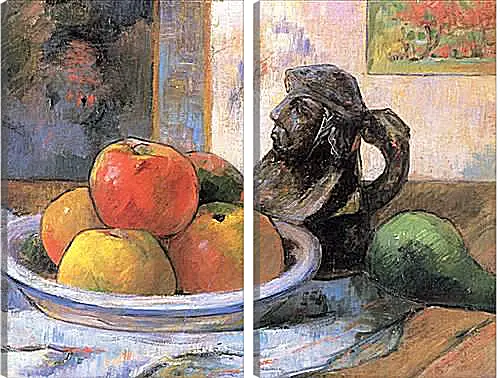 Модульная картина - Still Life with Apples, a Pear, and a Ceramic Portrait Jug. Поль Гоген