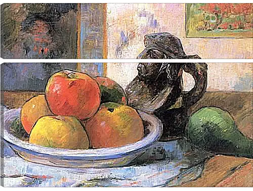 Модульная картина - Still Life with Apples, a Pear, and a Ceramic Portrait Jug. Поль Гоген