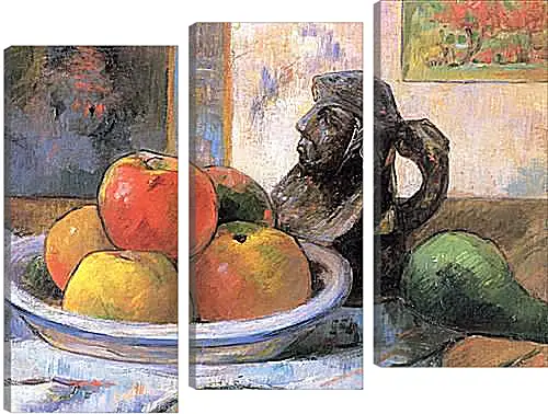 Модульная картина - Still Life with Apples, a Pear, and a Ceramic Portrait Jug. Поль Гоген