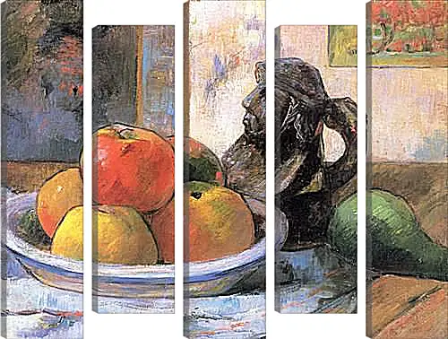 Модульная картина - Still Life with Apples, a Pear, and a Ceramic Portrait Jug. Поль Гоген