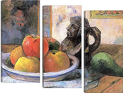 Модульная картина - Still Life with Apples, a Pear, and a Ceramic Portrait Jug. Поль Гоген