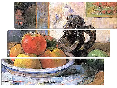 Модульная картина - Still Life with Apples, a Pear, and a Ceramic Portrait Jug. Поль Гоген