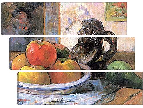 Модульная картина - Still Life with Apples, a Pear, and a Ceramic Portrait Jug. Поль Гоген