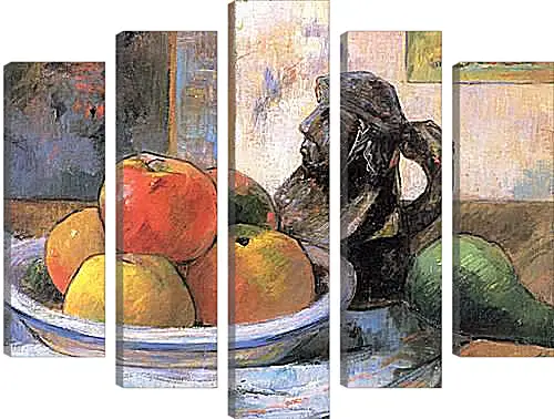 Модульная картина - Still Life with Apples, a Pear, and a Ceramic Portrait Jug. Поль Гоген