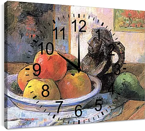 Часы картина - Still Life with Apples, a Pear, and a Ceramic Portrait Jug. Поль Гоген