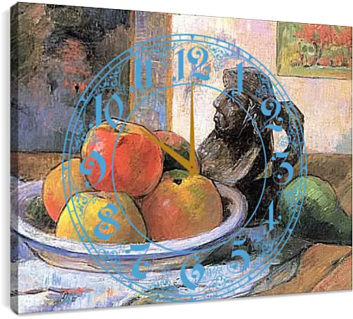 Часы картина - Still Life with Apples, a Pear, and a Ceramic Portrait Jug. Поль Гоген