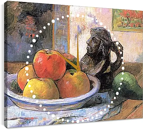 Часы картина - Still Life with Apples, a Pear, and a Ceramic Portrait Jug. Поль Гоген