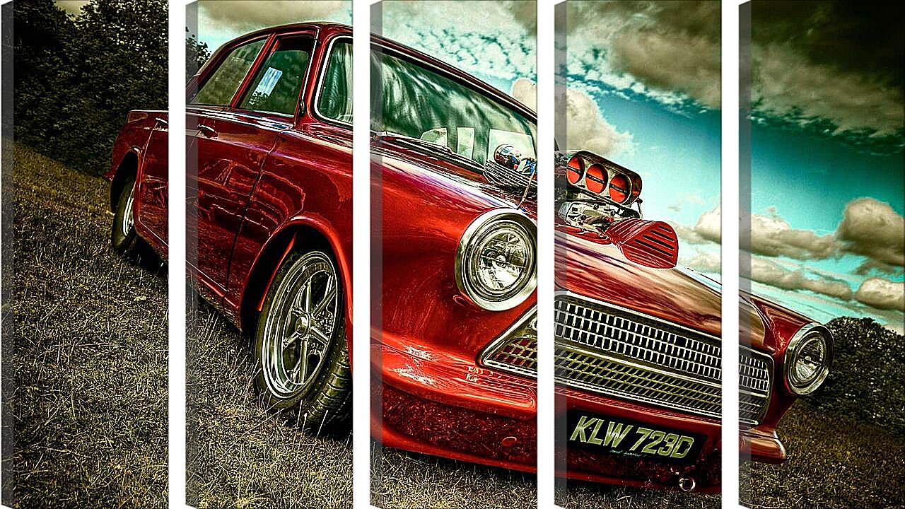 Модульная картина - Красный ретро автомобиль