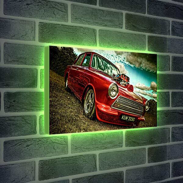 Лайтбокс световая панель - Красный ретро автомобиль