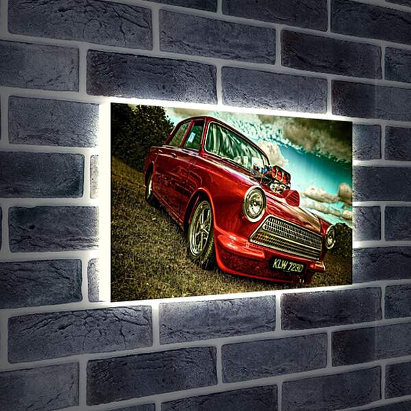 Лайтбокс световая панель - Красный ретро автомобиль