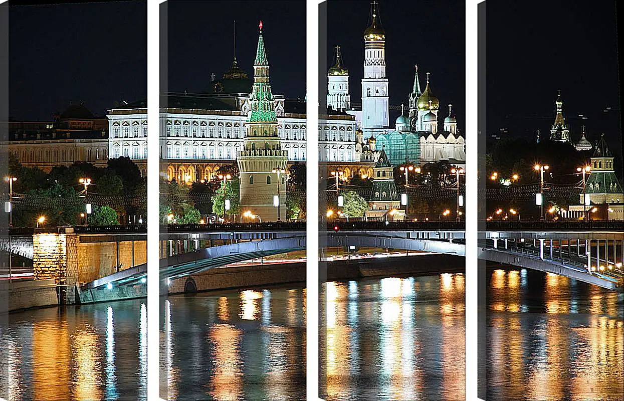 Модульная картина - Вид на Московский Кремль ночью