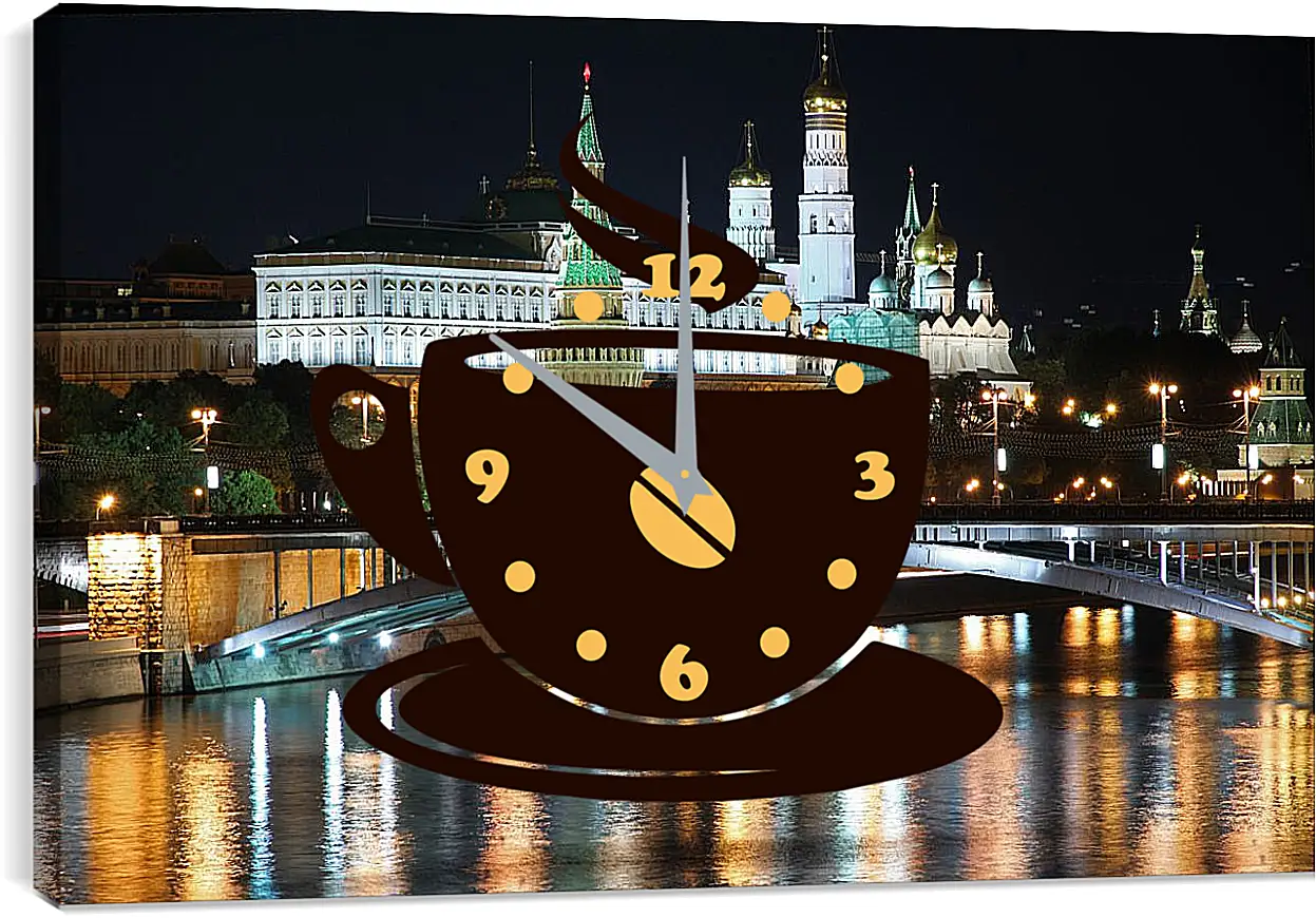 Часы картина - Вид на Московский Кремль ночью